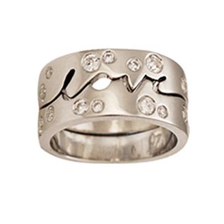 Love Times Love with Diamonds Wedding Ring - Click Image to Close